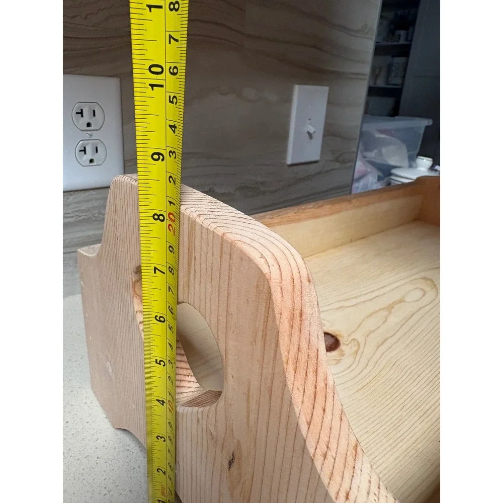 Handmade Pine Wood Tray Heart Cutout Handles Farmhouse